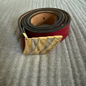 Pierre Cardin vintage red full grain cowhide belt - Made in Spain - Size
